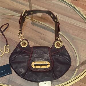 Dolce & Gabbana Dark Red Shoulder Bag with Gold Accents